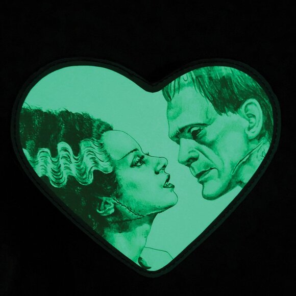 Frankenstein with Bride Glow in the Dark Heart Shape Wristlet Wallet - Picture 2 of 2